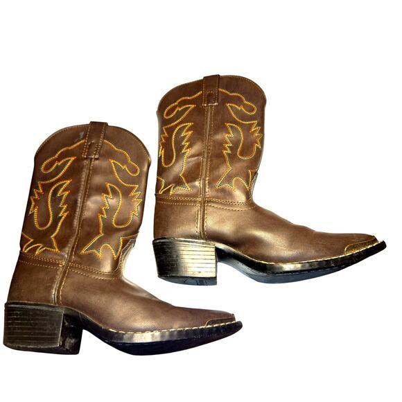 Smokey Mountain Boys 3.5 Brown Western Steal Toe Boots Shoes  Kids 3 1/2 - Picture 6 of 8